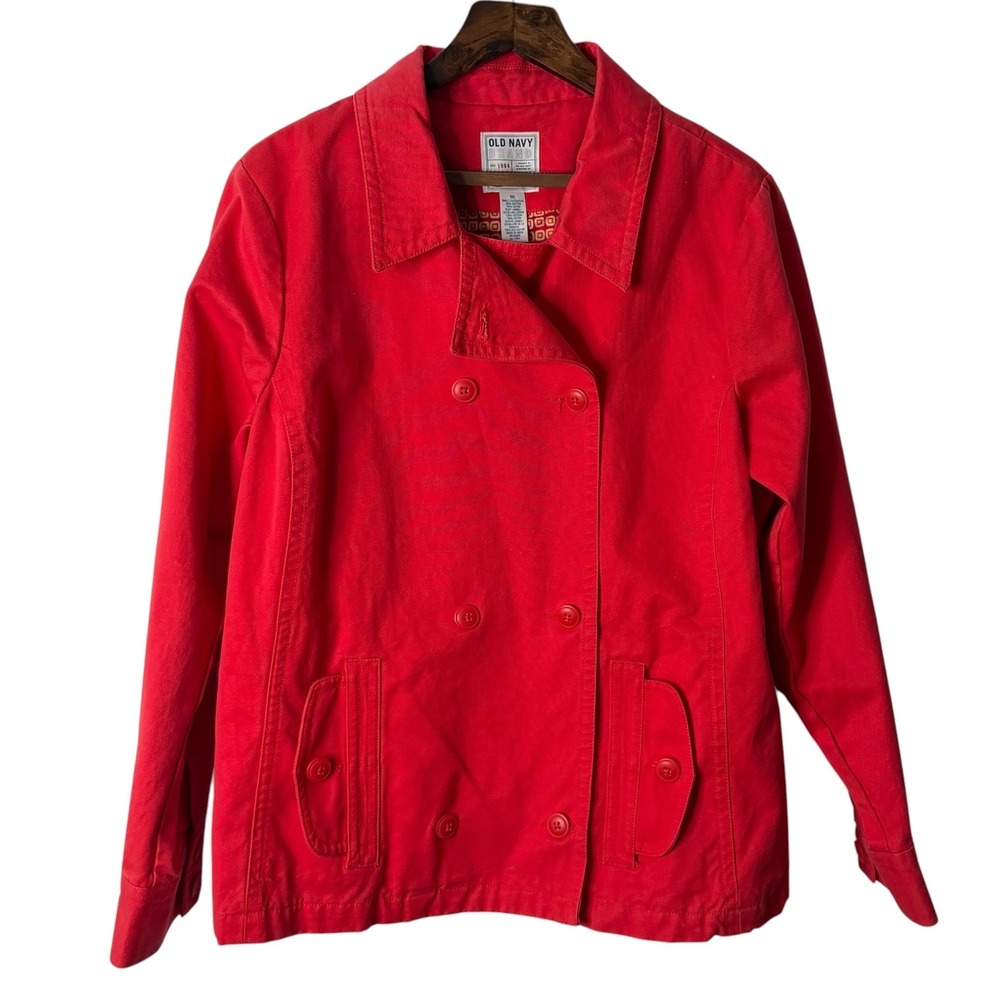 Old Navy Womens XXL Red Cotton Double Breasted Peacoat Jacket Vintage 2005 NWT